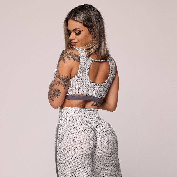 LEGGING RECORTE EMPINA BUMBUM TRICOT WHITE EXCLUSIVA