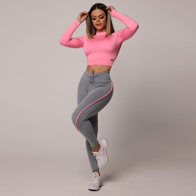 LEGGING RECORTE EMPINA BUMBUM MESCLA COM ROSA CHICLETE