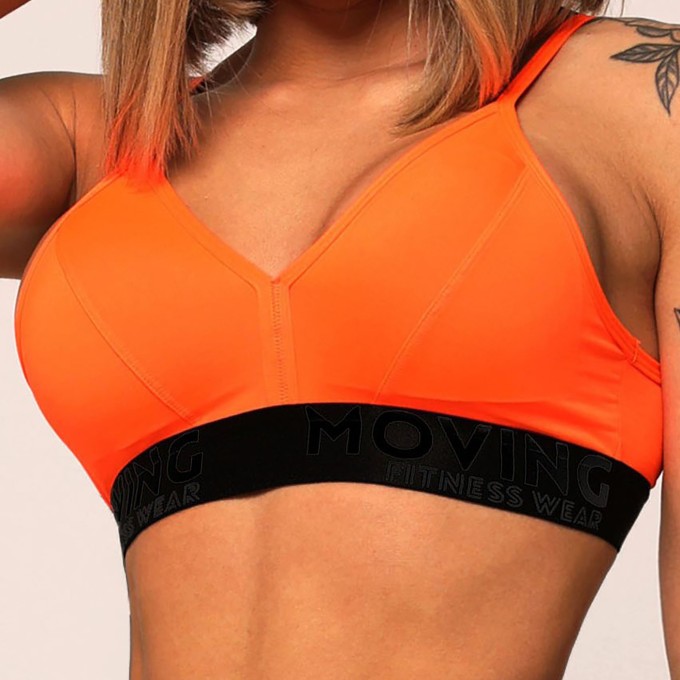 Top Milano Laranja Neon com Elástico Preto Absoluto