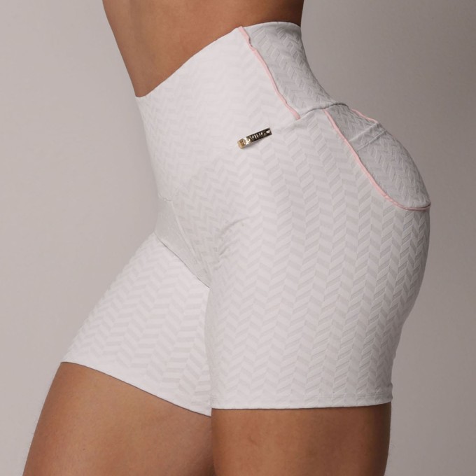 Short Bolsinho Empina Bumbum Jacquard Arrow Branco