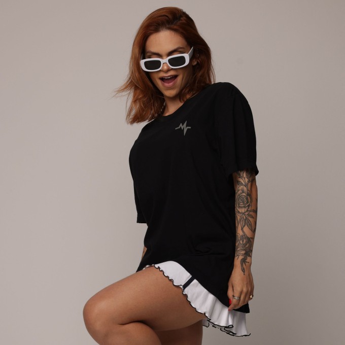 Camiseta Oversized Algodão Premium Sustentável Preta