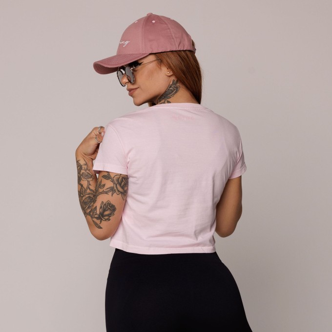 Cropped Estonado de Algodão Premium Sustentável Rosa Blush