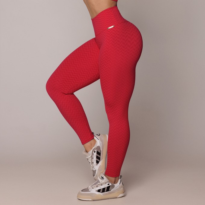 Legging Empina Bumbum Jacquard Arrow Scarlet