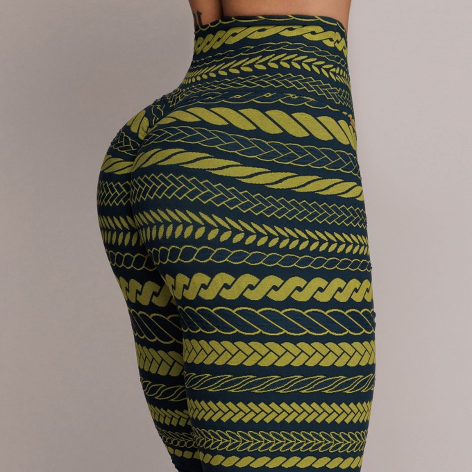 Legging Empina Bumbum Jacquard Tribal Lime