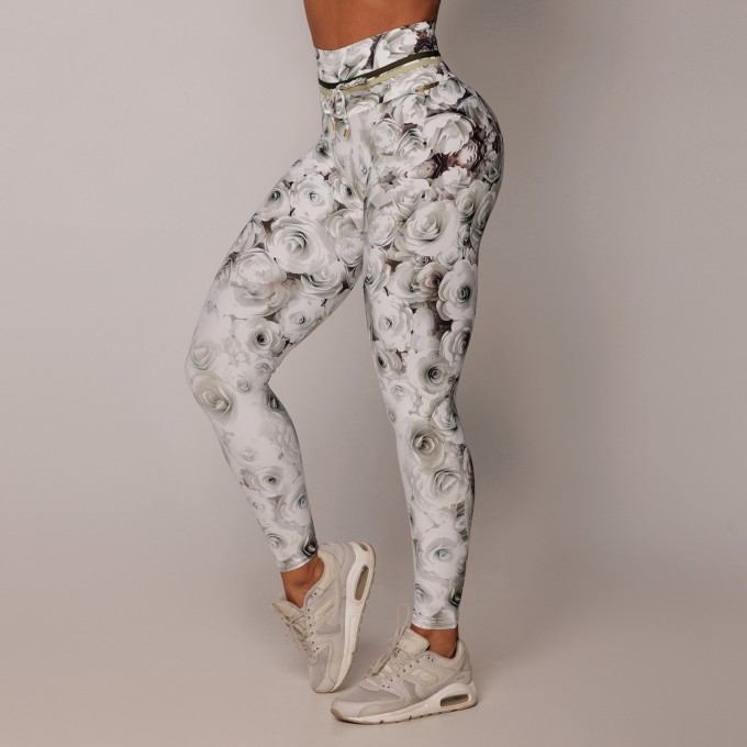 Legging Empina Bumbum White Roses Exclusiva