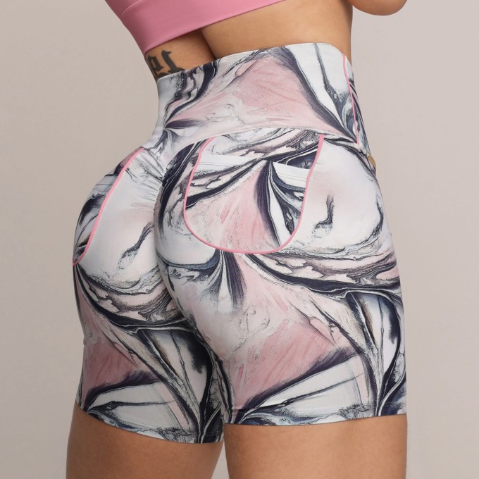 Short Bolsinho Empina Bumbum Marble Rose Exclusivo