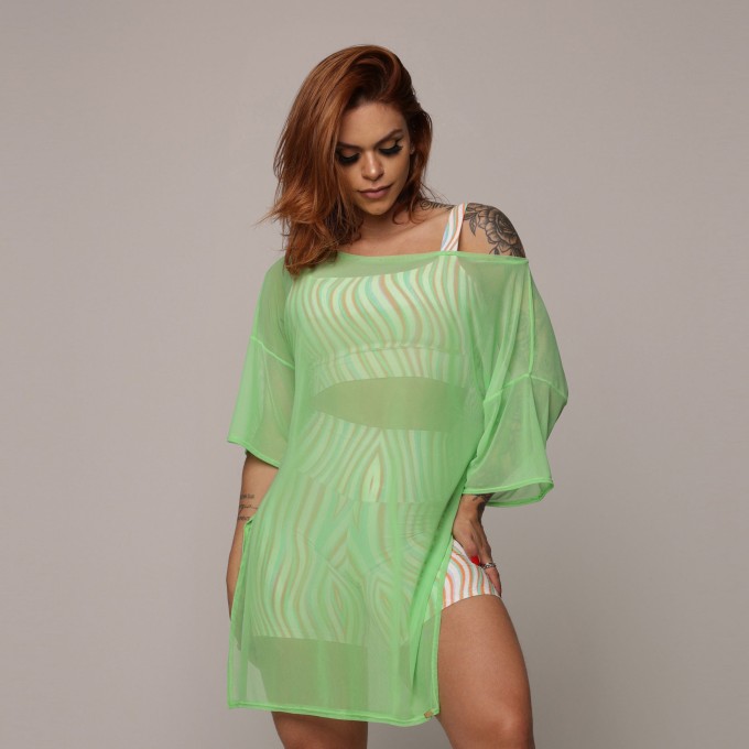 CHEMISE DE TULE VERDE NEON
