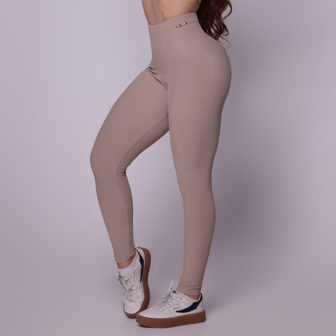 LEGGING PULSE JACQUARD CANELADO DOCE DE LEITE