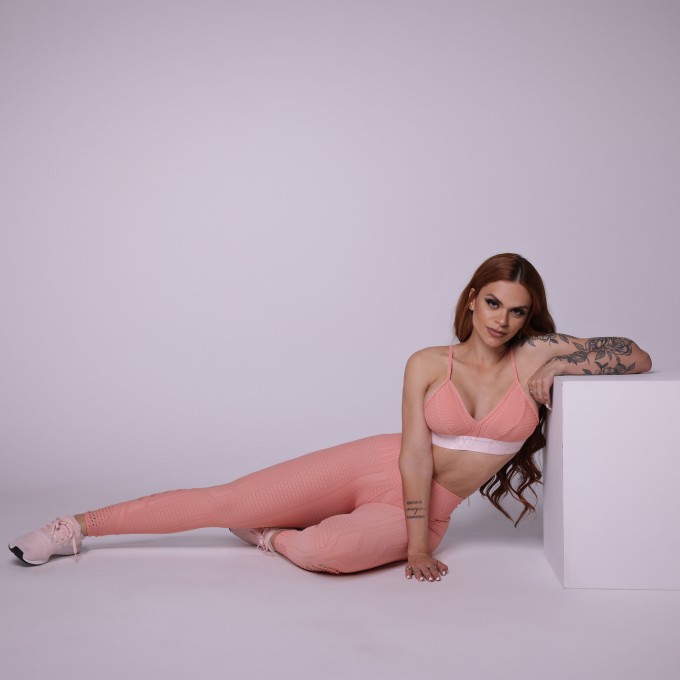 LEGGING JACQUARD DOTS PEACH