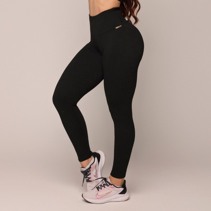 LEGGING EMPINA BUMBUM JACQUARD FLUFFY BLACK