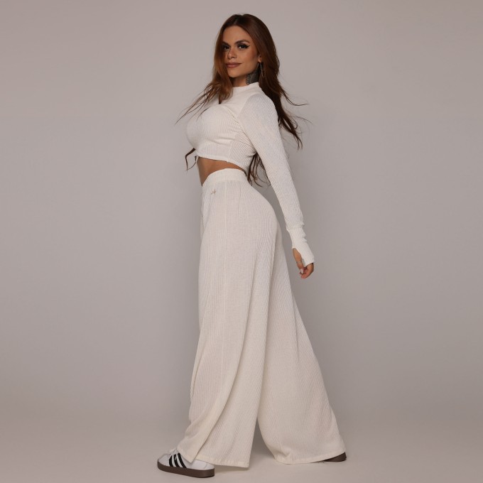 CALÇA PANTALONA CANELADO OFF-WHITE