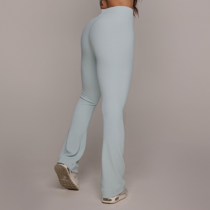 CALÇA FLARE JACQUARD CANELADO AZUL SERENITY