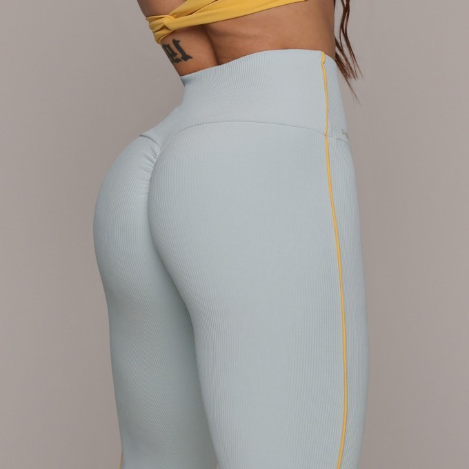 LEGGING JUMP EMPINA BUMBUM JACQUARD CANELADO AZUL SERENITY