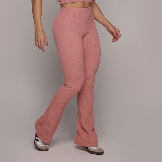 CALÇA FLARE JACQUARD CONFORT ROSÊ