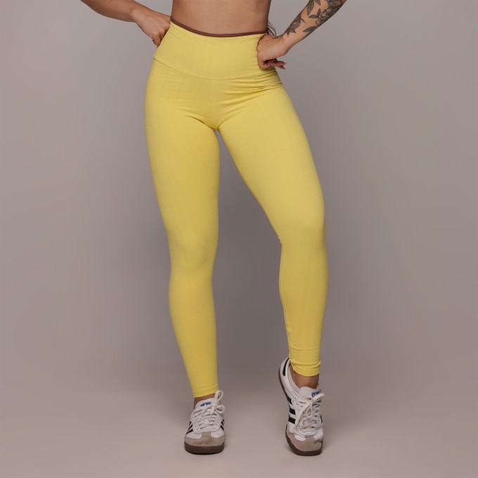 LEGGING HEART BICOLOR JACQUARD FLOWERS HONEY