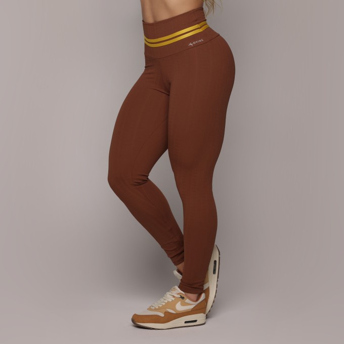 LEGGING EMPINA BUMBUM JACQUARD FLOWERS COFFEE