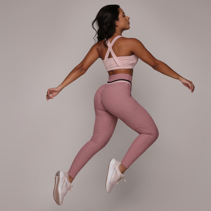 LEGGING EMPINA BUMBUM JACQUARD GRAFIATO ROSA QUEIMADO