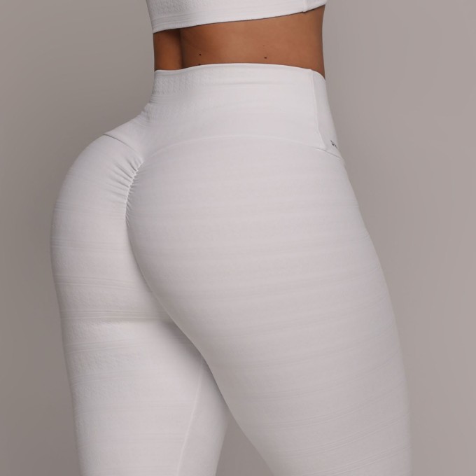 LEGGING EMPINA BUMBUM JACQUARD FLOWERS BRANCO
