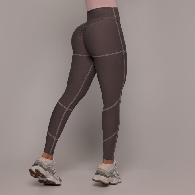 LEGGING PUMP EMPINA BUMBUM JACQUARD CANELADO CHUMBO