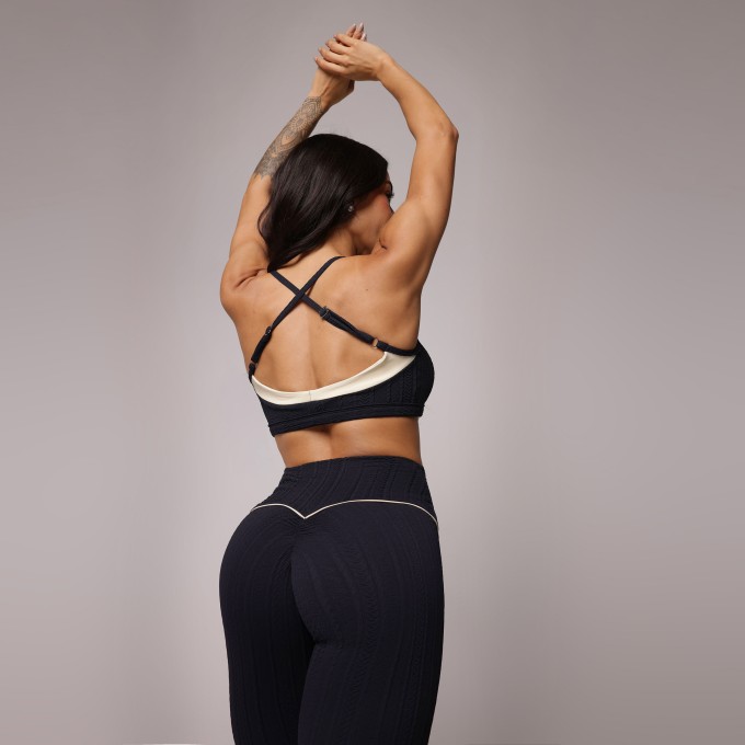LEGGING WALK EMPINA BUMBUM JACQUARD BRAID PRETO